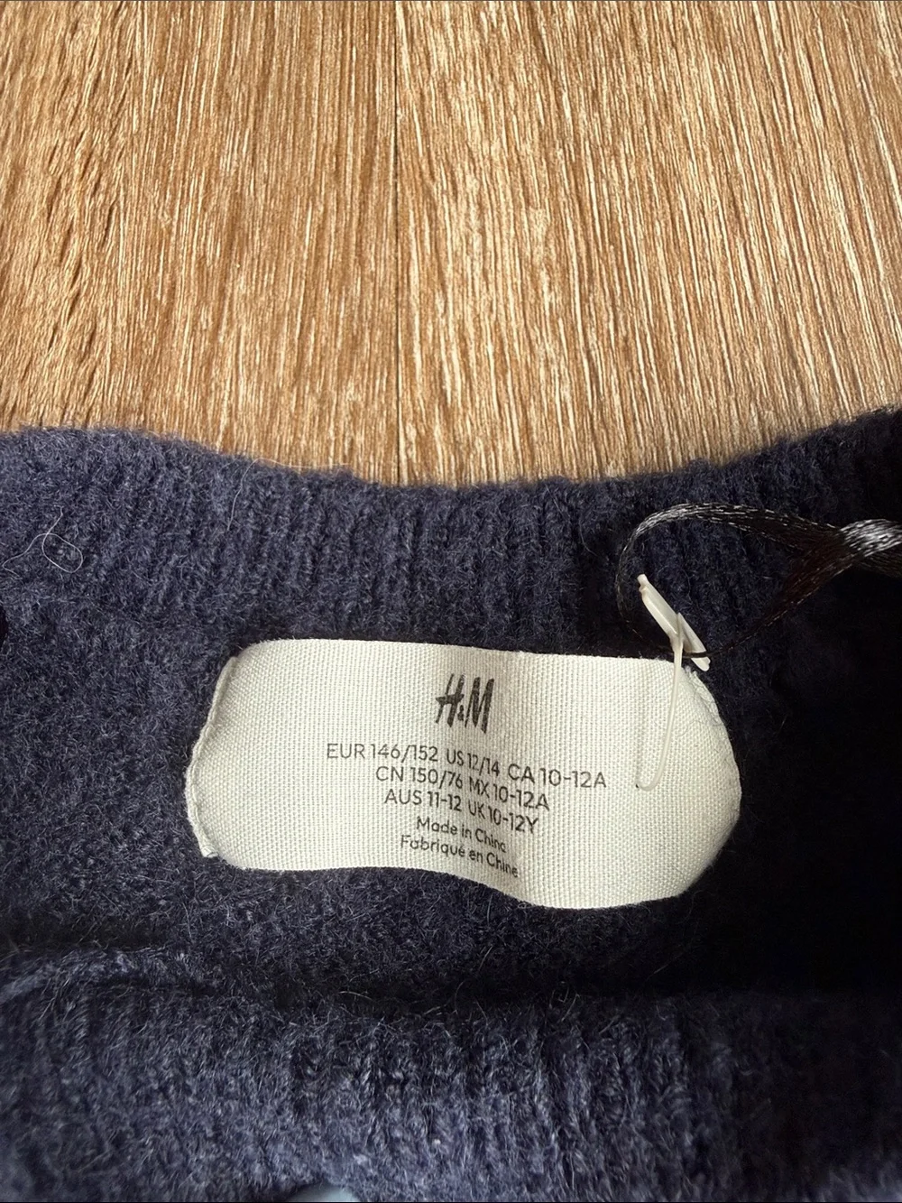H&M Kids Navy Teddy Bear Crewneck Sweater